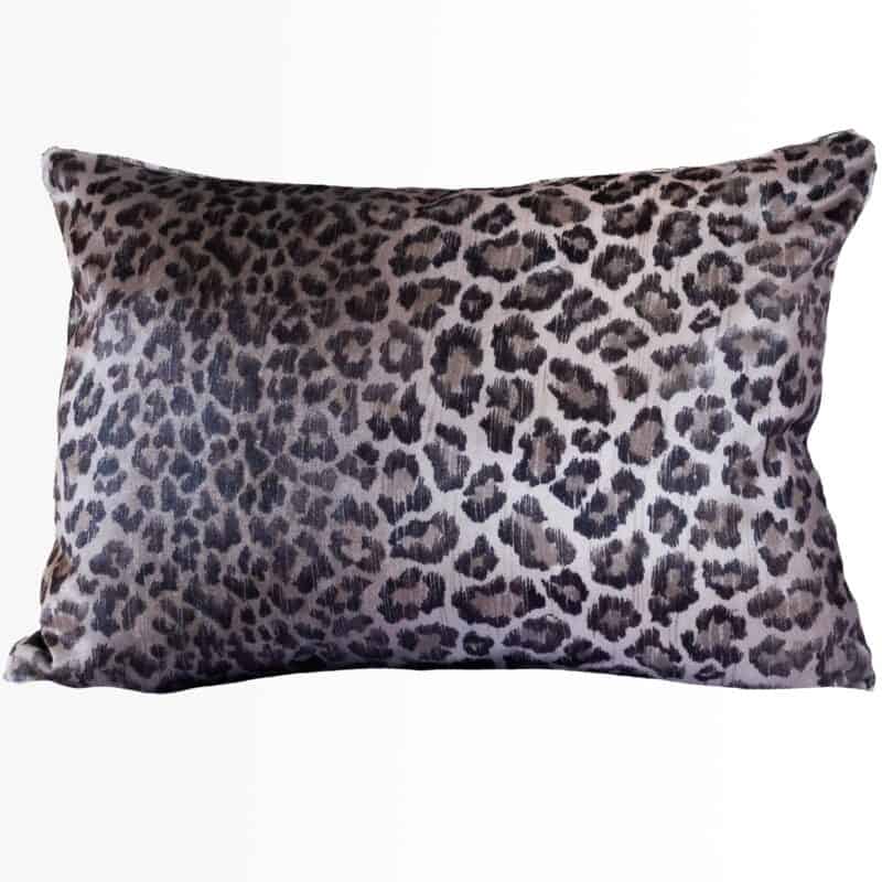 Velvet Leopard Print Boudoir Cushion in Brown