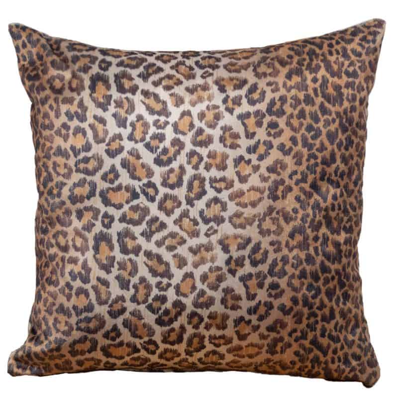 Leopard Print Velvet Cushion in Bronze