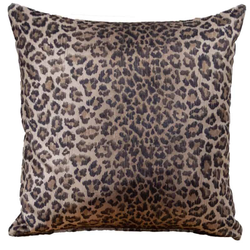 Velvet Leopard Print Cushion in Brown