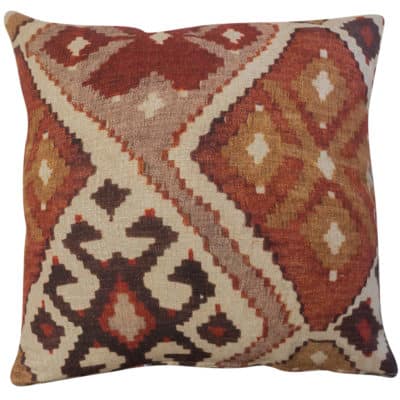 Linen Kilim Cushion in Terracotta