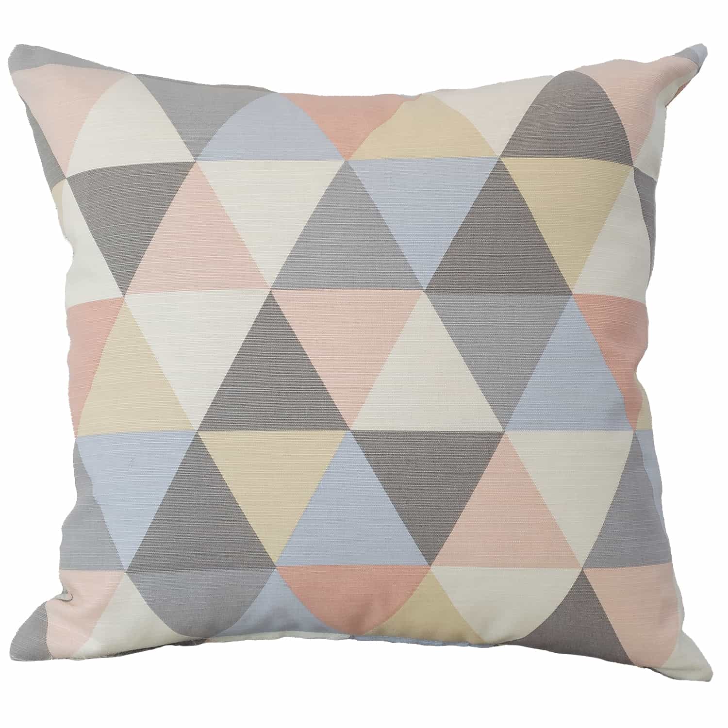 Retro Triangles Cushion in Pink and Grey - Linen Loft