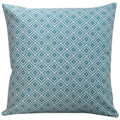 Scandi Ikat Cushion in Turquoise Blue