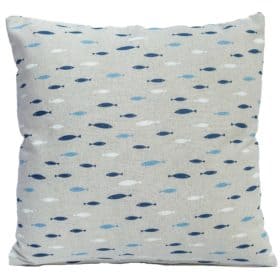 Tiny Blue Fish Linen Cushion