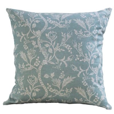 Vintage Trailing Leaves Cushion in Blue-gray